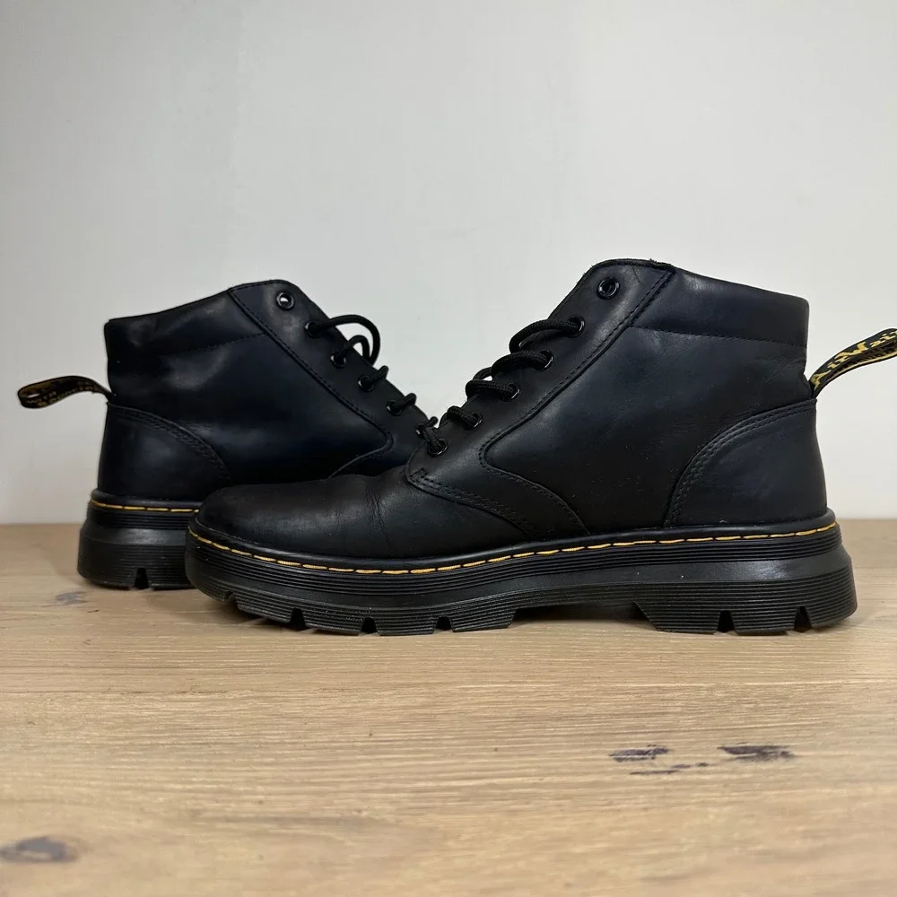 Dr. Martens Bonny Boots Mens 10 Black Leather Padded Collar Lug Sole Chukka